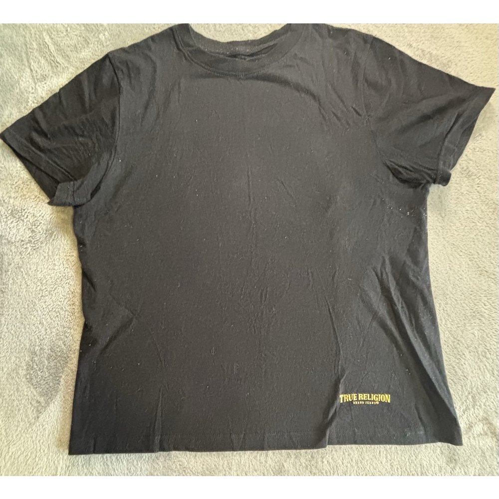 True Religion Black T-Shirt Small | 100% Cotton Logo Tee | Minimalist Streetwear